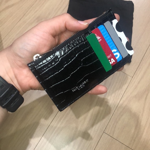 Black croc fragmented card holder - Picture 6 of 10